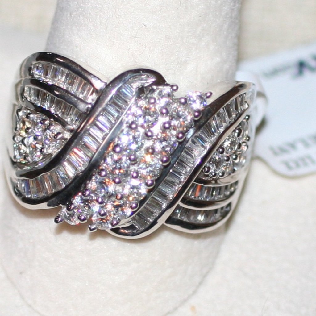3.60ctw Stimulant White Diamond Rhodium Over Sterling 925 Ring Sz 12